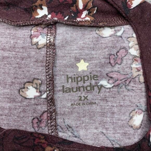 Hippie Laundry Short Sleeve Burgundy Red Floral Dress Choker Neck - Picture 5 of 6